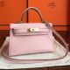 Hermes Kelly Mini II Handmade Bag In Rose Dragee Swift Calfskin