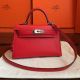 Hermes Kelly Mini II Handmade Bag In Red Swift Calfskin