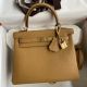 Hermes Kelly Retourne 25 Handmade Bag In Biscuit Clemence Leather