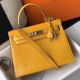 Hermes Kelly 25cm Handmade Bag In Yellow Embossed Crocodile Leather