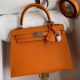 Hermes Kelly Sellier 25 Handmade Bag In Orange Epsom Calfskin