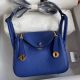 Hermes Mini Lindy Handmade Bag In Blue Electric Clemence Leather