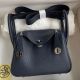Hermes Mini Lindy Handmade Bag In Blue Nuit HHL19clbnClemence Leather