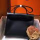 Hermes Herbag Zip 31cm Bag In Black Leather And Toile