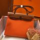 Hermes Herbag Zip 31cm Bag In Brown And Orange