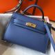Hermes Kelly Mini II Bag In Blue Agate Epsom Leather GHW