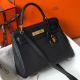 Hermes Kelly 25cm Retourne Bag In Black Clemence Leather