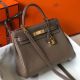 Hermes Kelly 25cm Retourne Bag In Taupe Clemence Leather