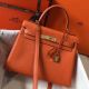 Hermes Kelly 28cm Bag In Orange Clemence Leather GHW