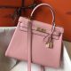 Hermes Kelly 28cm Bag In Pink Clemence Leather GHW