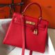 Hermes Kelly 28cm Bag In Red Clemence Leather GHW