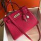 Hermes Kelly 28cm Bag In Rose Red Clemence Leather PHW