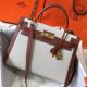 Hermes Kelly 32cm Bag In Toile Canvas With Barenia Leather