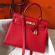 Hermes Kelly 32cm Bag In Red Clemence Leather GHW