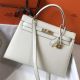 Hermes Kelly 32cm Bag In White Epsom Leather GHW