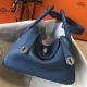Hermes Lindy 26cm Bag In Blue Agate Clemence Leather PHW