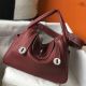 Hermes Lindy 26cm Bag In Bordeaux Clemence Leather PHW