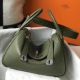 Hermes Lindy 26cm Bag In Canopee Clemence Leather PHW