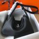 Hermes Lindy 26cm Bag In Black Clemence Leather