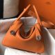 Hermes Lindy 26cm Bag In Orange Clemence Leather PHW