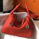 Hermes Lindy 26cm Bag In Red Clemence Leather PHW