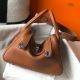 Hermes Lindy 30cm Bag In Gold Clemence Leather PHW 