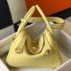Hermes Lindy 30cm Bag In Jaune Poussin Clemence Leather GHW