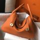 Hermes Lindy 30cm Bag In Orange Clemence Leather GHW