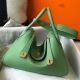 Hermes Lindy 30cm Bag In Vert Criquet Clemence Leather GHW