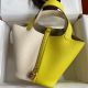 Hermes Picotin Lock 18 Bicolor Handmade Bag in Craie and Lime Clemence Leather