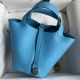 Hermes Picotin Lock 18 Handmade Bag in Blue du Nord Clemence Leather