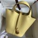 Hermes Picotin Lock 18 Handmade Bag in Jaune Poussin Clemence Leather