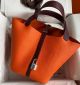 Hermes Picotin Lock 22 Bicolor Handmade Bag in Orange and Burgundy Swift Leather