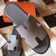 Hermes Izmir Sandals In Grey Epsom Leather