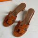 Hermes Oasis Sandals In Brown Shiny Niloticus Crocodile