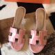 Hermes Oasis Sandals In Pink Shiny Niloticus Crocodile