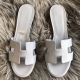 Hermes Oasis Sandals In Pearl Grey Epsom Leather