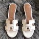 Hermes Oasis Sandals In White Perforated Epsom Leather