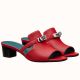 Hermes Candy 40mm Sandals In Red Calfskin