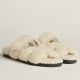 Hermes Women's Chypre Sandals In Off White Shearling 
