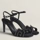 Hermes Heden 80 Sandals in Black Suede Leather with Rhinestone
