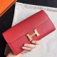 Hermes Constance Long Wallet In Red Epsom Leather