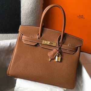 Hermes Birkin 30cm Bag In Gold Clemence Leather GHW