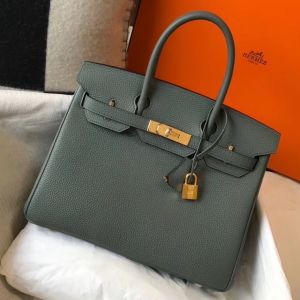 Hermes Birkin 30cm Bag In Vert Amande Clemence Leather GHW
