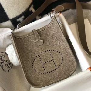 Hermes Evelyne III TPM Bag In Taupe Clemence Leather