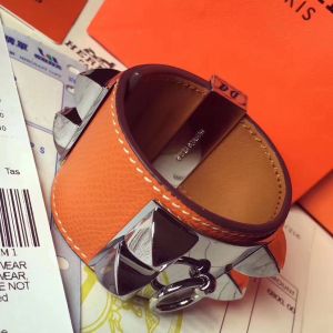 Hermes Orange Epsom Collier de Chien Bracelet Size S