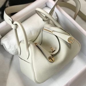Hermes Lindy Mini Bag In White Clemence Leather GHW