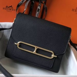 Hermes Mini Sac Roulis 18cm Bag In Black Evercolor Calfskin