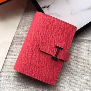 Hermes Bearn Mini Wallet In Rose Lipstick Epsom Leather