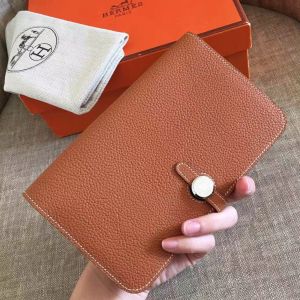 Hermes Dogon Duo Wallet In Gold Clemence Leather